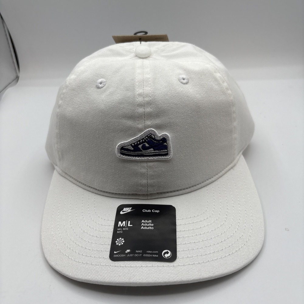 Nike‎ Club Cap White Dunk Sneaker Patch Adjustable Hat M/L FZ1325-100 NEW